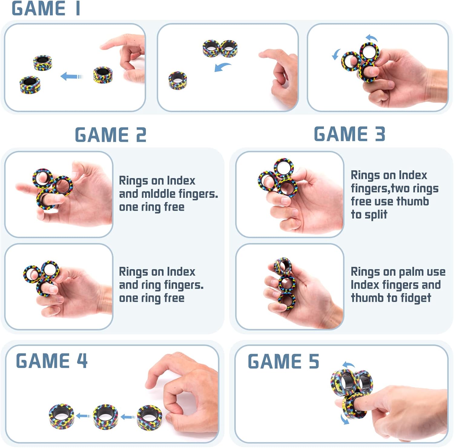 Magnetic Rings Fidget Toy Set  - Fidget Spinner Bearing recension och pris