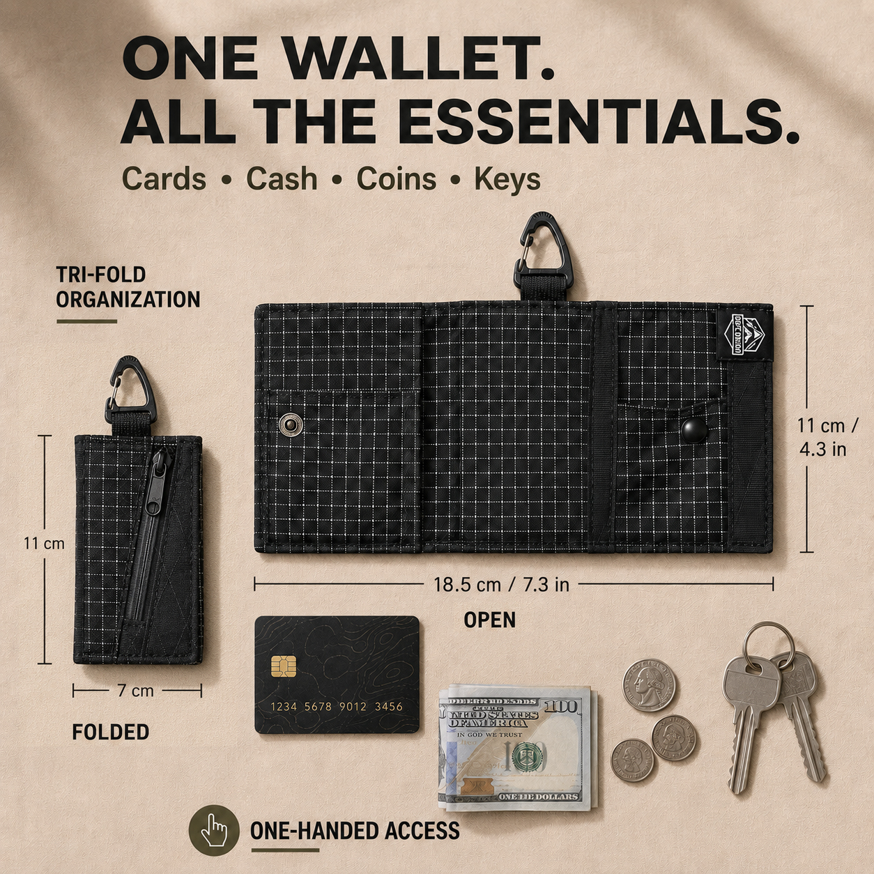 Lightweight Trifold Wallet wit - Edc Concealed Carry recension och pris